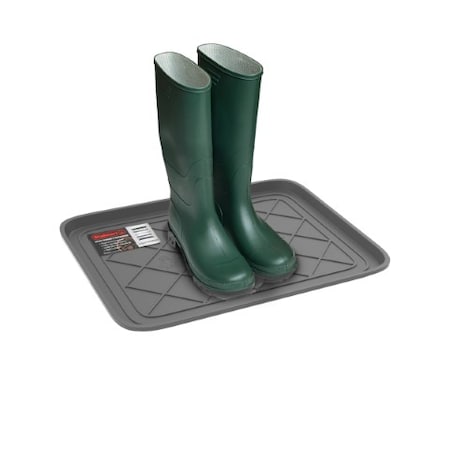 Fleming Supply All Weather Boot Tray Water Resistant Plastic Shoe Mat for Indoor and Outdoor Use, (Gray, Small) 892257MCM
